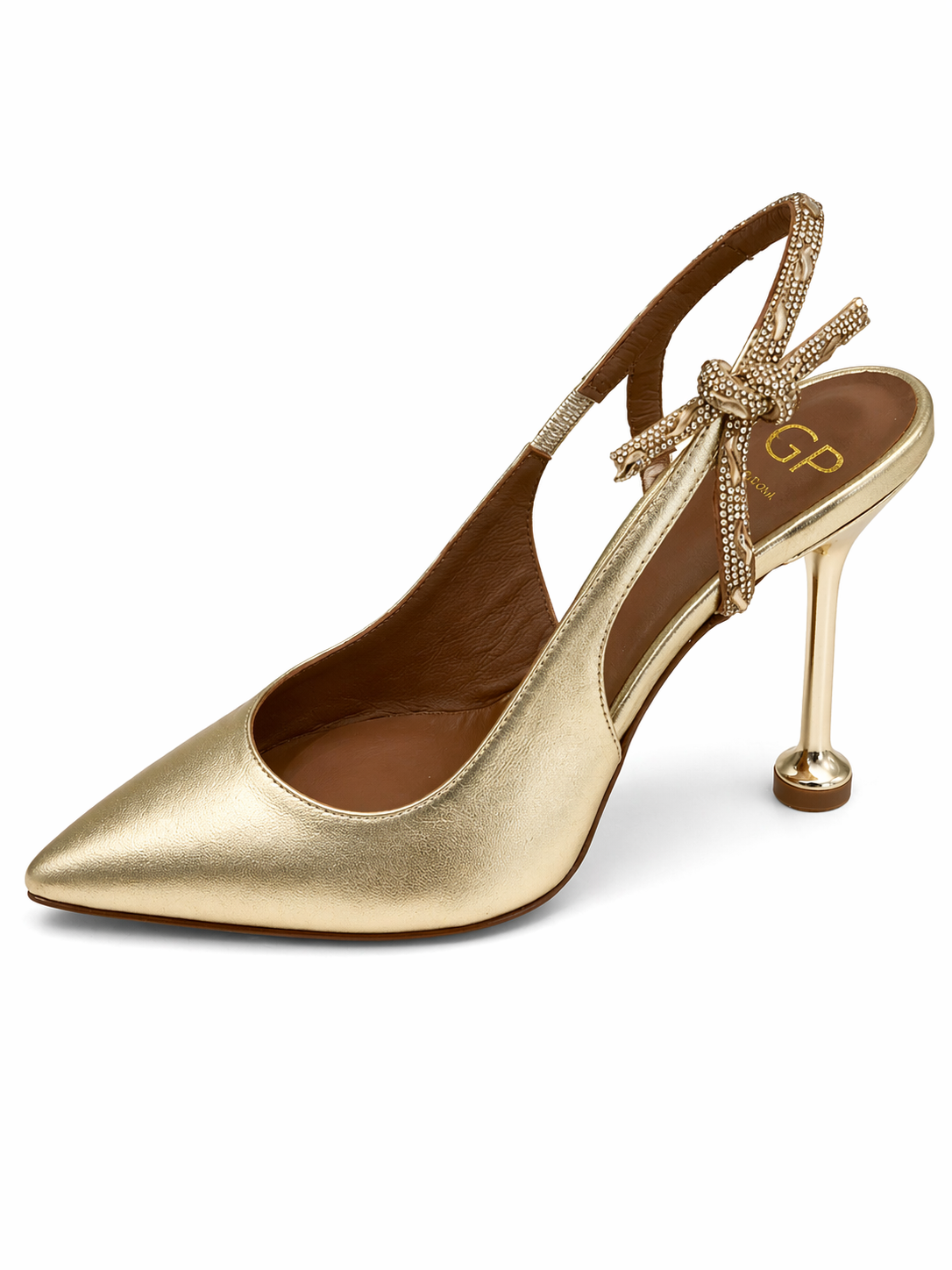 Décolleté slingback oro con dettagli gioiello
