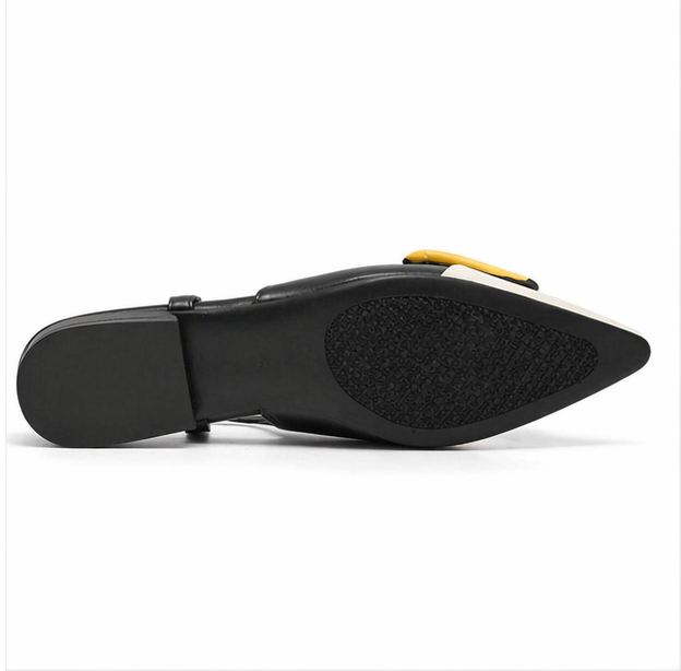 Ballerine slingback bicolor con dettaglio geometrico