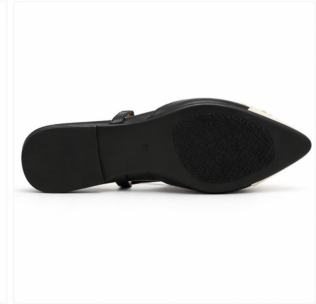 Ballerine slingback bicolor con applicazione floreale