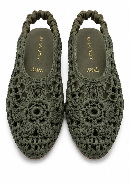 Sandalo slingback in rafia intrecciata con dettaglio floreale